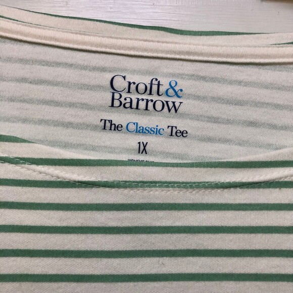 CROFT & BARROW WOMEN'S PLUS 1X 100% COTTON STRIPE TUNIC PULL OVER - Picture 5 of 5